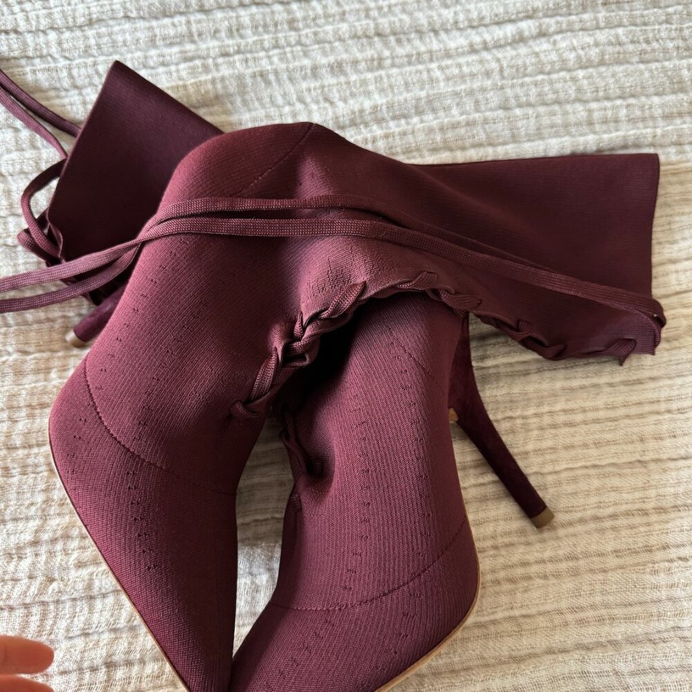 Yeezy season 5 burgendy heeled ankle sock boots - Picture 4 of 4